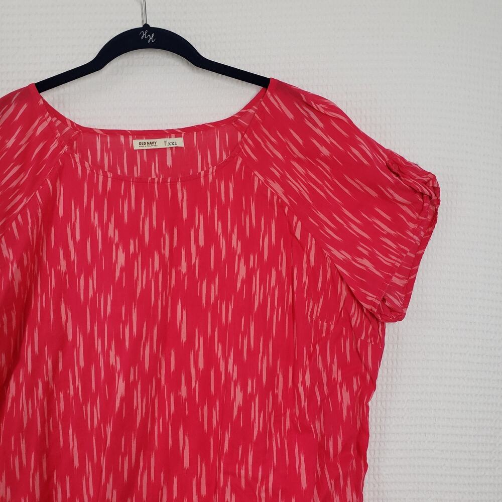 Old Navy Top Womens XXL Pink Cotton Lightweight Preppy Colorful Pattern Bohemian - Picture 12 of 16